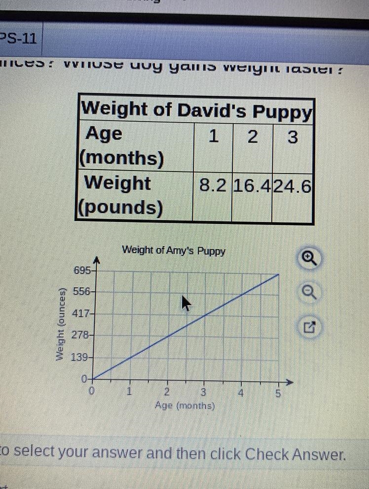 Think About the Process The weight ofDavid's new puppy is represented by the table-example-1