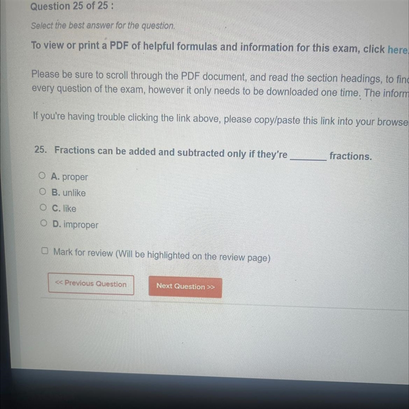 Fractions can be added and subtracted only if they are _____ fractions.-example-1