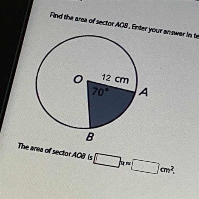 Find the area sector of AOB-example-1