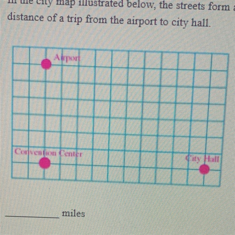 In a city map illustrated, the streets form a grid. Each street is 0.24 miles apart-example-1