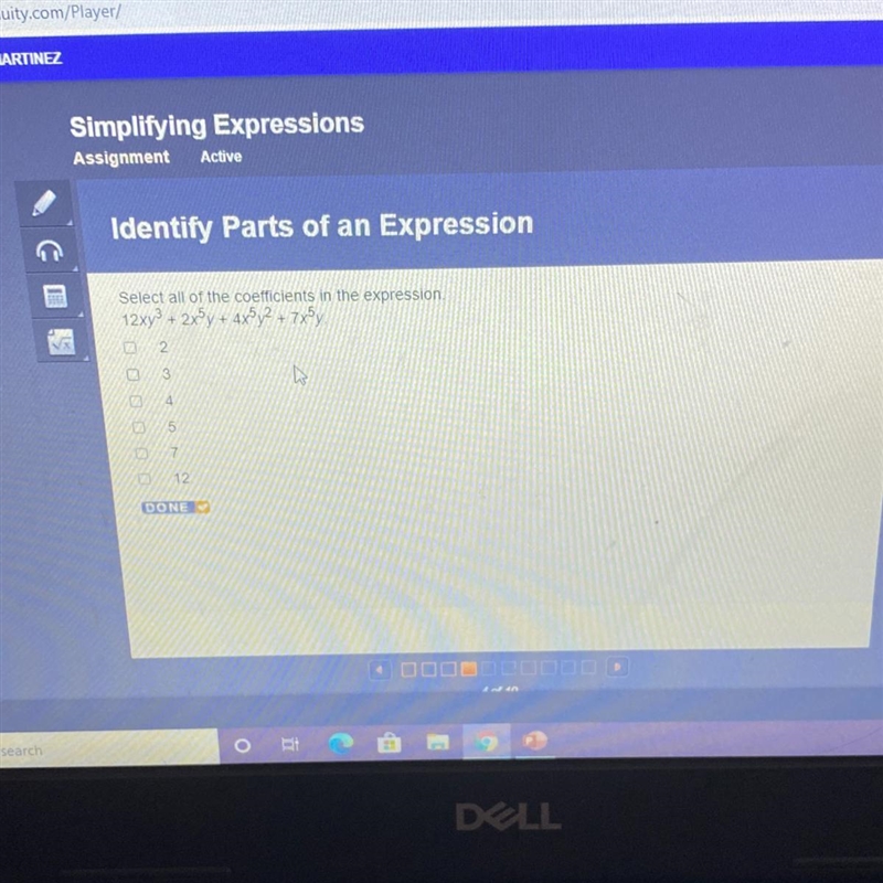 Identify Parts of an ExpressionSelect all of the coefficients in the expression.12x-example-1