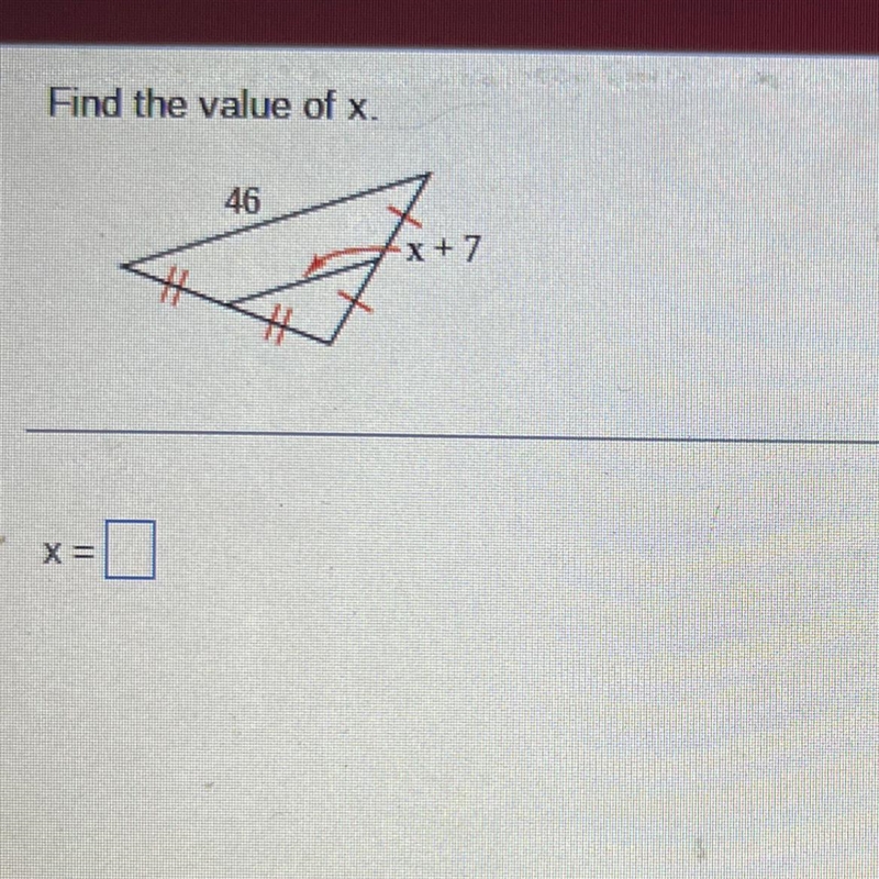 Find the value of x. 46 x+7 x= ?-example-1