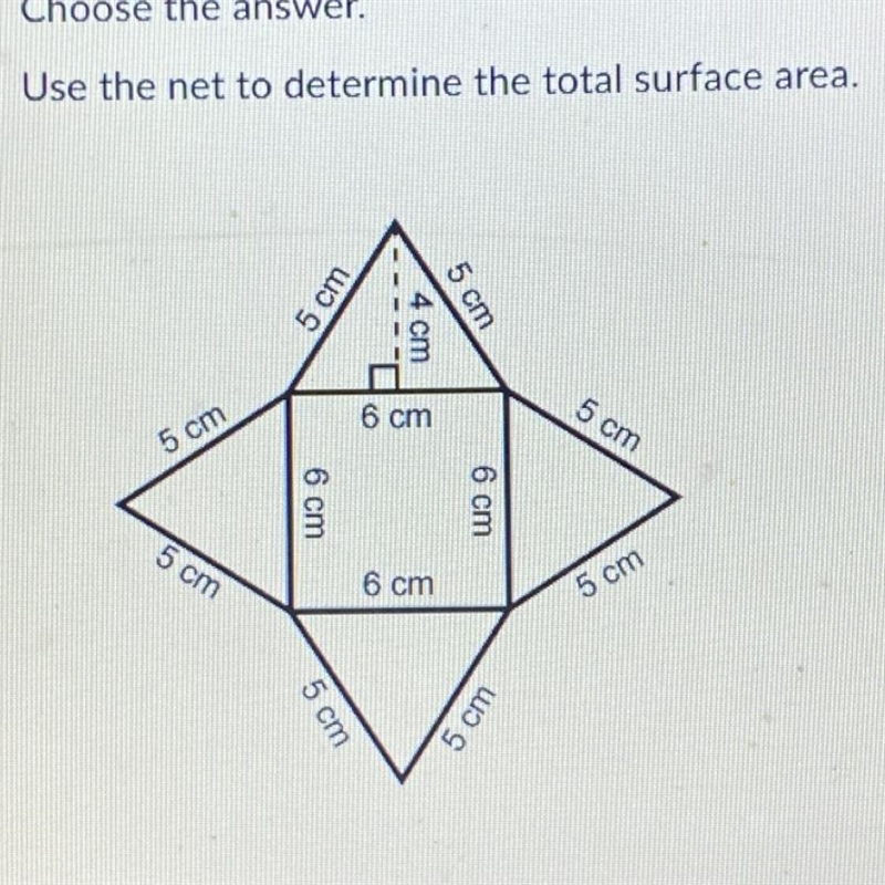 Choose the answer. Use the net to determine the total surface area.-example-1