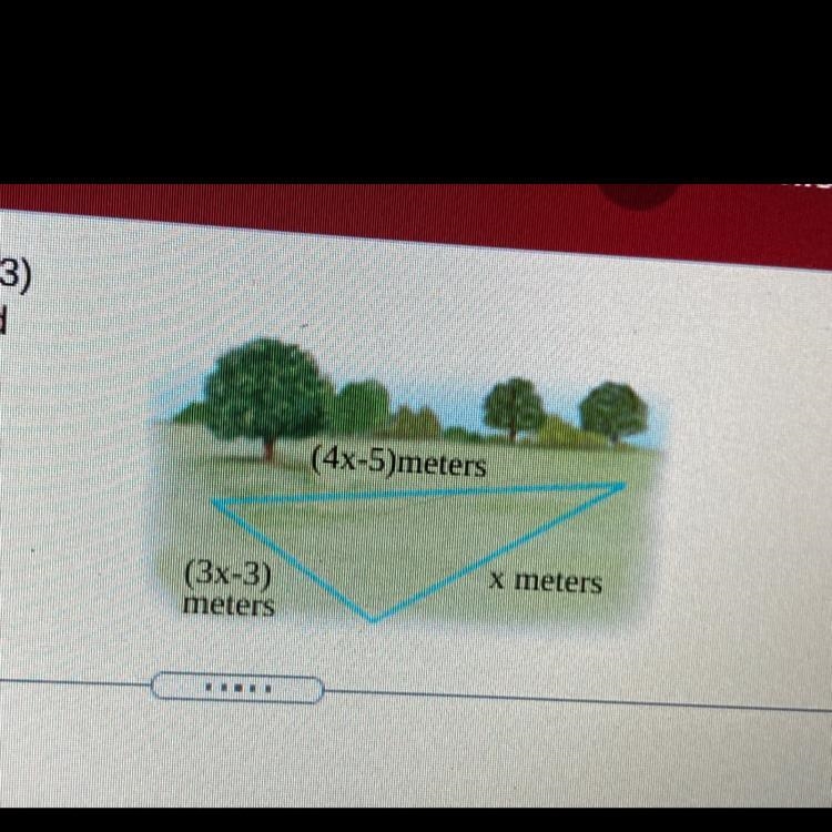 A plot of land is in the shape of a triangle if one side is x meters a second side-example-1