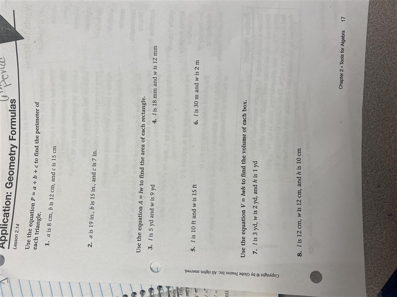 A is 8 cm, b is 12 cm, and c is 15 cm it is geometry-example-1