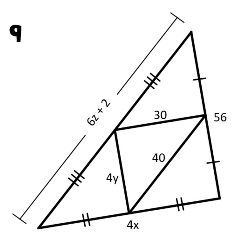 I am trying to solve this triangle for x y and z and I am really struggling here is-example-1