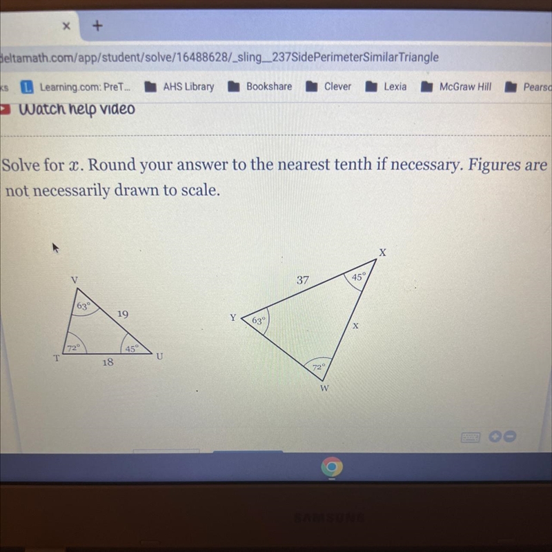 Solve for x. Round your answer to the nearest tenth if necessary. Figures are not-example-1