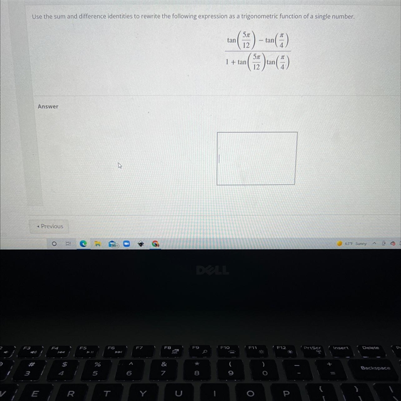 Use the sum and difference identities to rewrite the following expression as a trigonometric-example-1