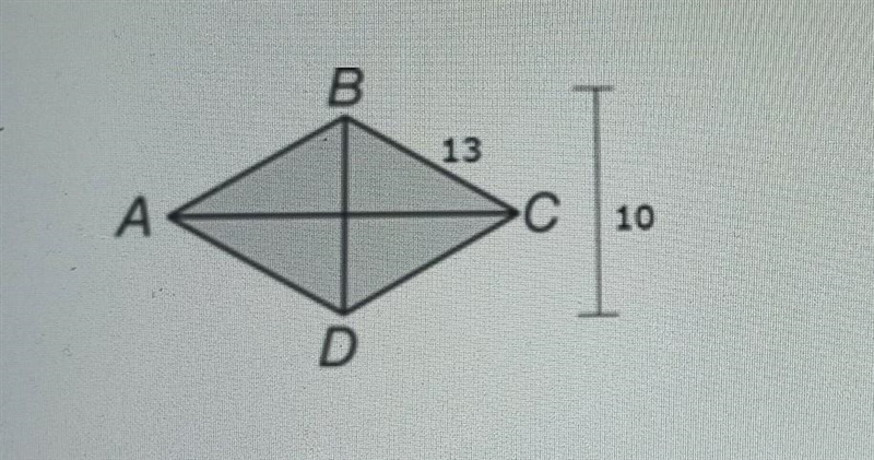 Find the area of the given rhombus if BD=10 and BC=13-example-1