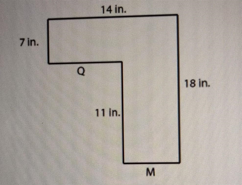 the perimeter of the complex figure is 64 in in the area is 186 squared to inches-example-1