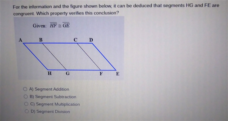 For the information and the figure shown below, it can be deduced that segments HG-example-1