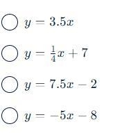 Which of the following equations represents a line with a positive slope and a negative-example-1