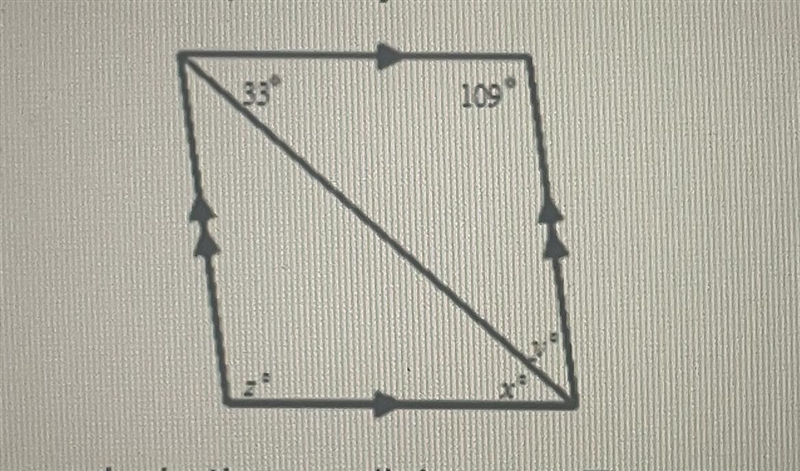 Find the values of variables x,y and z in the parallelogram-example-1