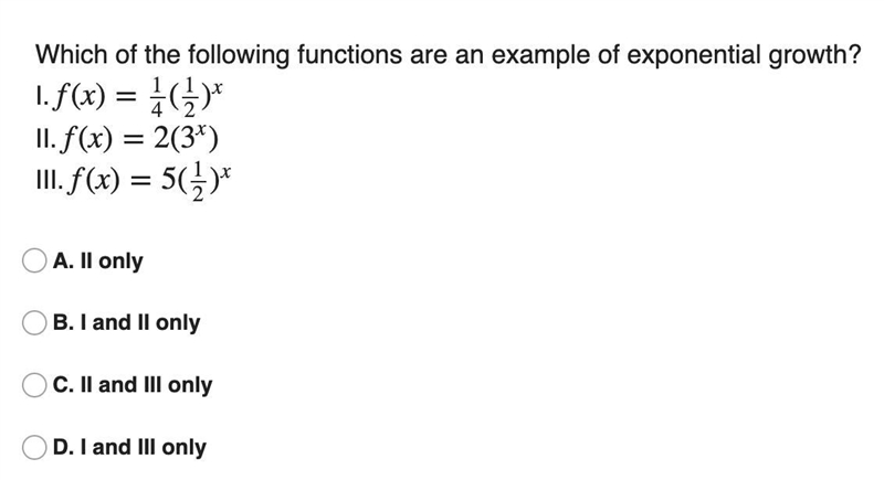 4 Which of the following functions are an example of exponential growth?-example-1