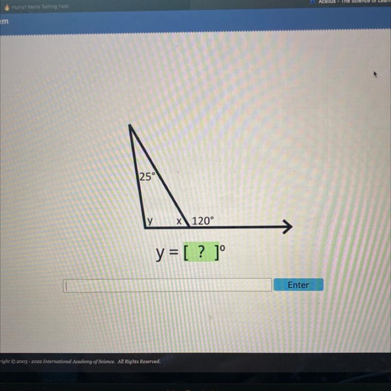 Angle sun theorum solve for Y-example-1