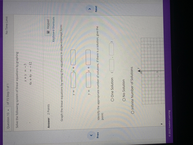 Solve the following system of linear equations by graphing:x + y = -34x + 4y = -12Answer-example-1