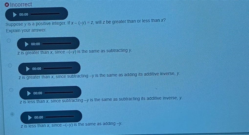 Suppose Y is a positive integer if x- (-y) = z, will z be greater tham or less than-example-1