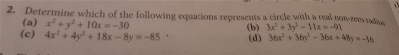 focus and 2-5 r = 5.5-irs Since the radius is an imaginary value, the equation is-example-1