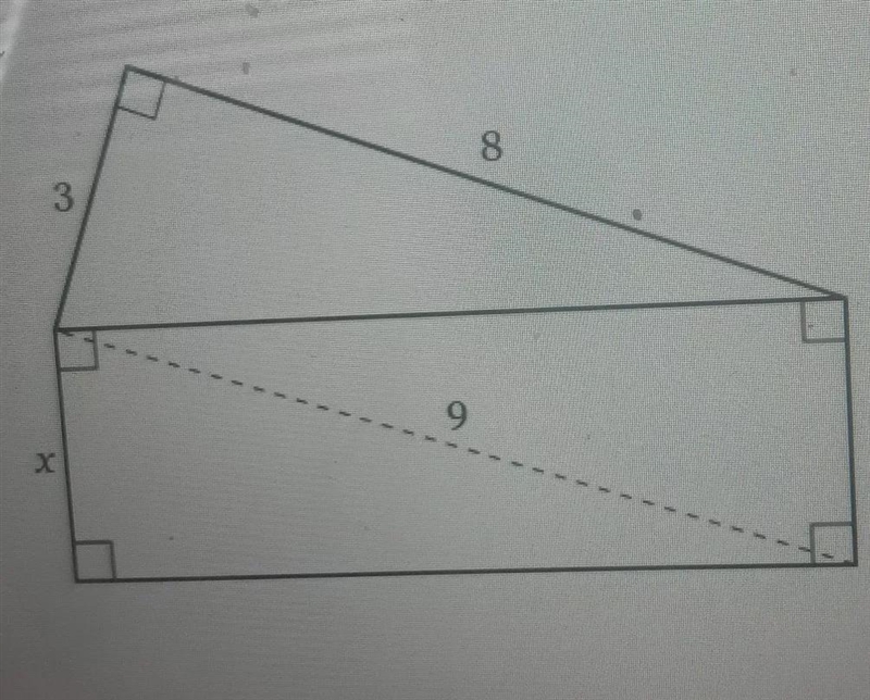 Finf the value of x and leave your answer in simplest radical form-example-1