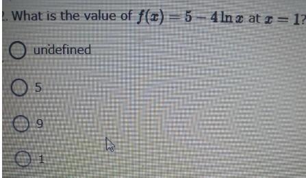 F ( x ) = 5 - 4 \ln x at x = 1 ?-example-1