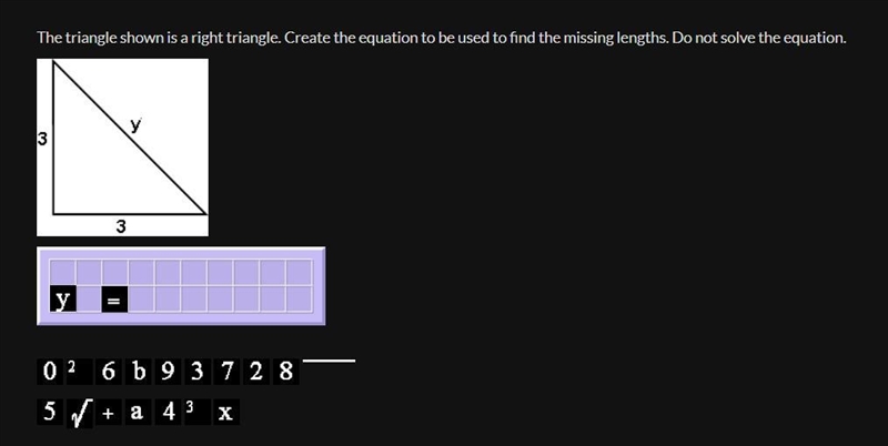 Please help me! The triangle shown is a right triangle. Create the equation to be-example-1