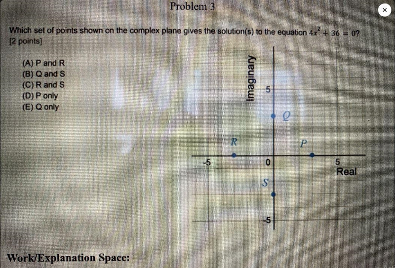 Which set of points shown on the complex plane gives the solution to the equation-example-1