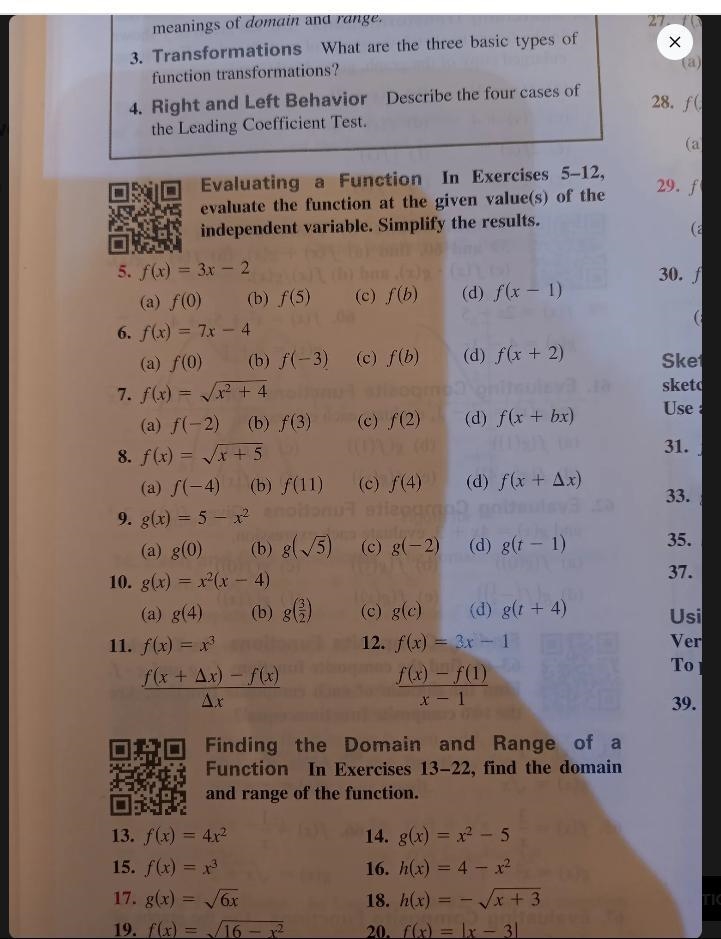 7. f(x) = x² + 4 (a) f(-2) (b) f(3) f) f (c) f(2) (d) f(x + bx)-example-1