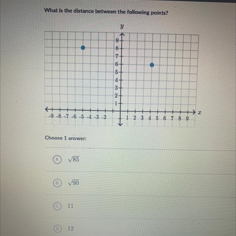 What is the distance between the following points? Khan Academy Distance between two-example-1