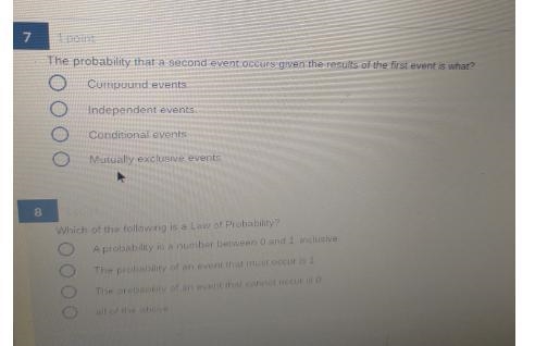 An event that cannot occur has a probability of which of the following? The probability-example-1