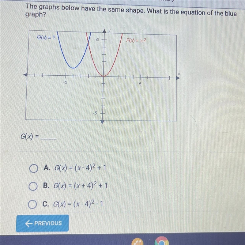 Can someone please help me find the equation of the blue graph-example-1