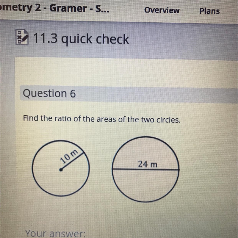 Find the ratio of the areas of the two circles-example-1