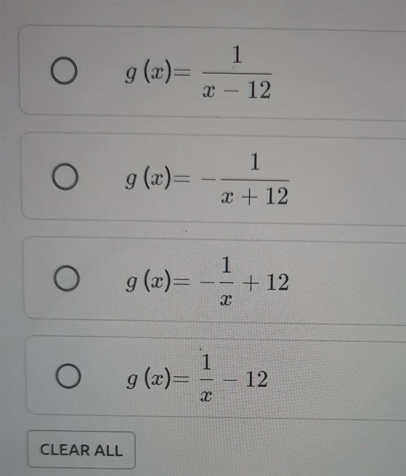 The function G (X) was obtained by transforming F (X)=1/x. The function F (X) is reflected-example-1