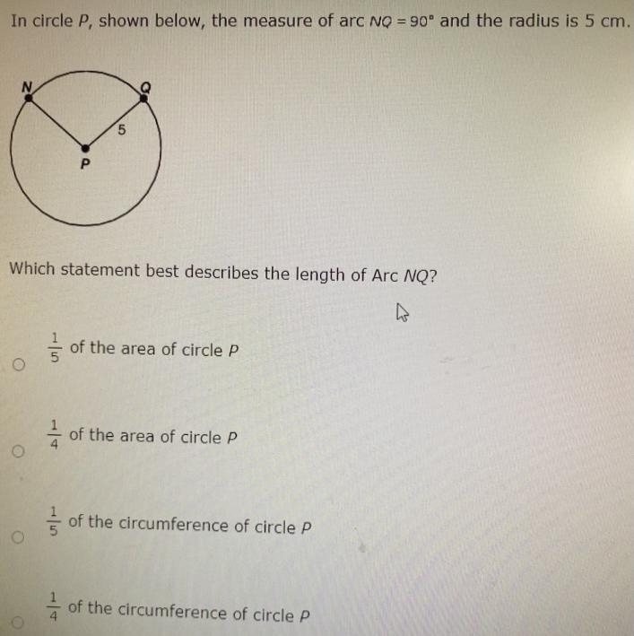 answers: A. 1/5 of the area of circle PB. 1/4 of the area of circle PC. 1/5 of the-example-1