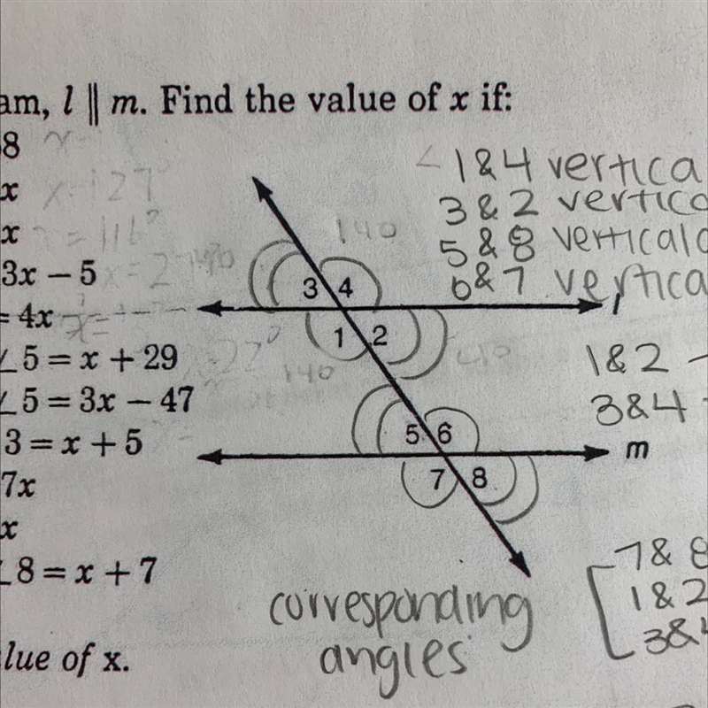 If angle 4 equals 140 what do the other angles equal to.-example-1