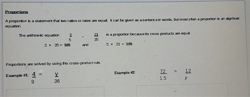 Proportions A proportion is a statement that to ratios or rates are equal. It can-example-1