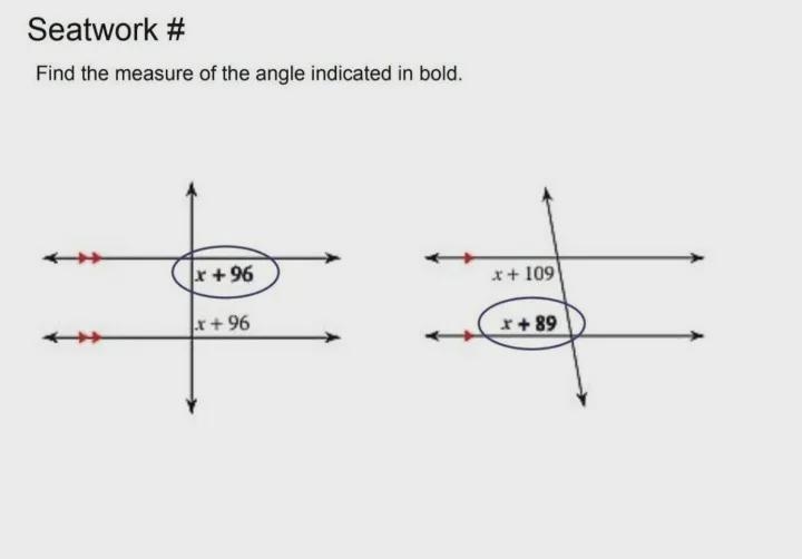 Seatwork # Find the measure of the angle indicated in bold.-example-1