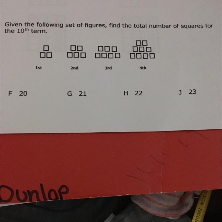 8. Given the following set of figures, find the total number of squares forthe 10th-example-1