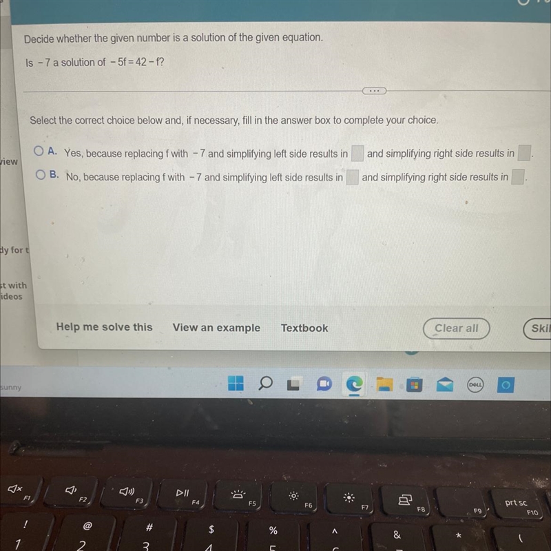 Decide whether the given number is solution of the given equation-example-1