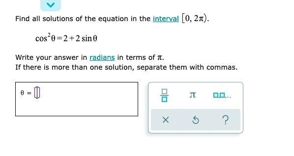 Finding solutions in an interval for a trigonometric equation using Pythagorean identities-example-1