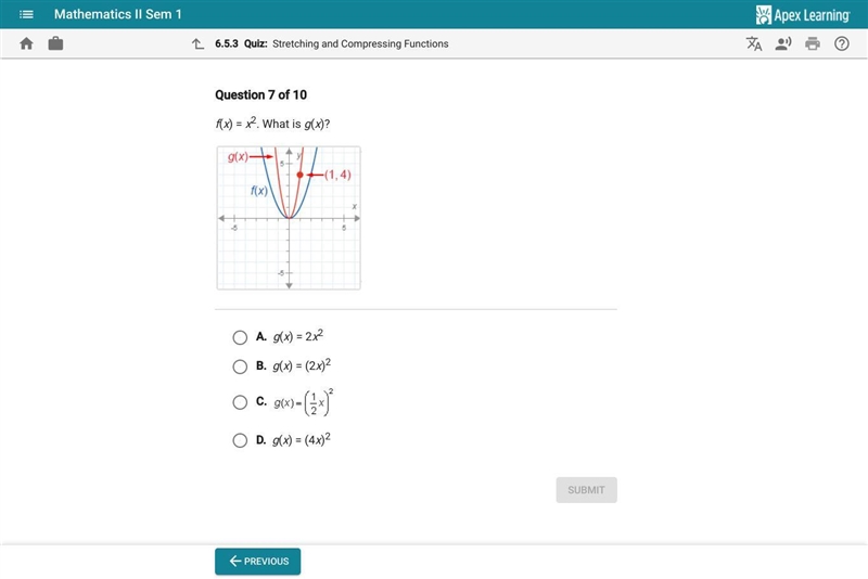 HELP ASAP f(x)=x² what is g(x)?-example-1