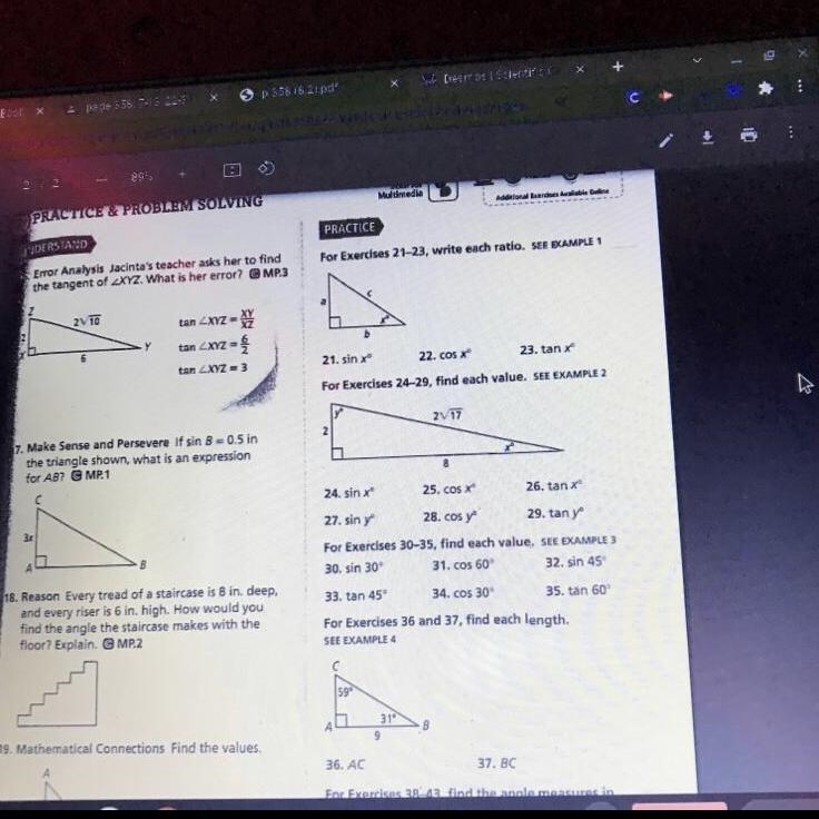 50 Points PLEASEEEEE HELPPP Trigonometry SIN/CON I need help for numbers 22, 24, 26, 28, 30, 32, 34, 36-example-1