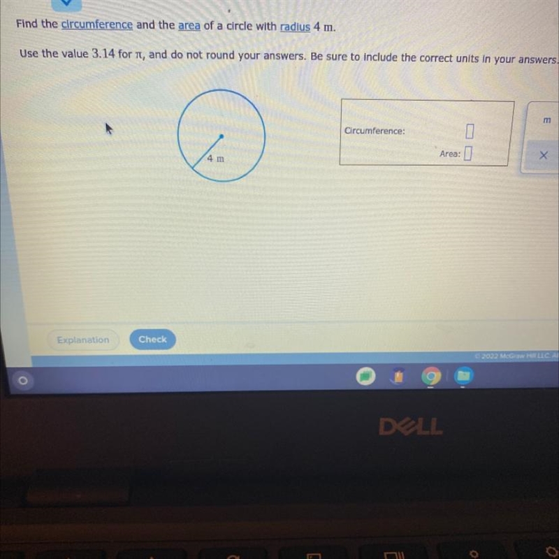 O GEOMETRYCircumference and area of a circleFind the circumference and the area of-example-1