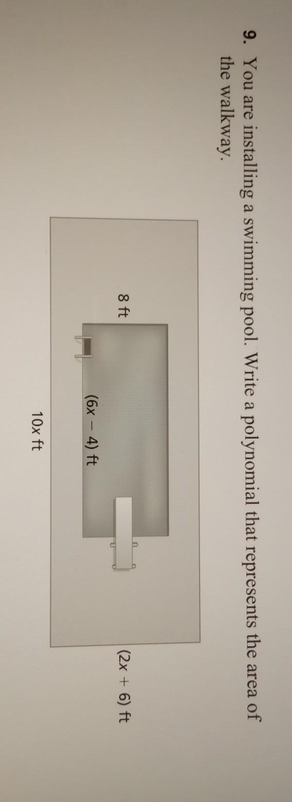 9. You are installing a swimming pool. Write a polynomial that represents the area-example-1