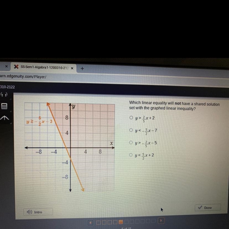 y²52x 32-81) Intro-484-8Y4 8XWhich linear equality will not have a shared solutionset-example-1