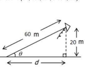 A kite is flying with its string, which is of length 60 metres, taut.The kite is 20 metres-example-1