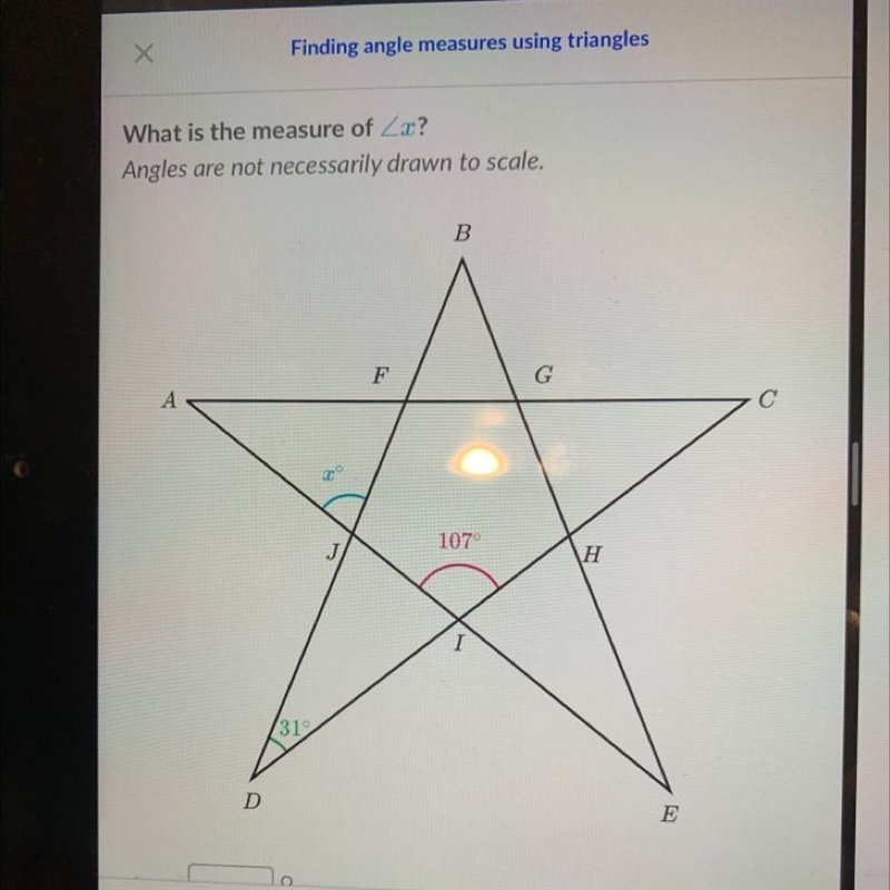 What is the measure of Zx? Angles are not necessarily drawn to scale. B F G А 2 107 H-example-1