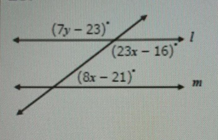 Find the value of X and y if l || m.-example-1