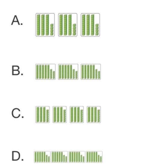 Which model represents 2 . 36 ÷ 4 ? A. Three groups each have three tens and 4 ones-example-1