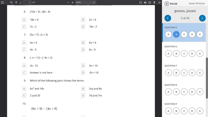 Subtracting linear expressions-example-1