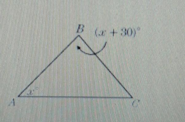 8. In the accompanying diagram of isosceles triangle ABC, AB = BC, m-example-1